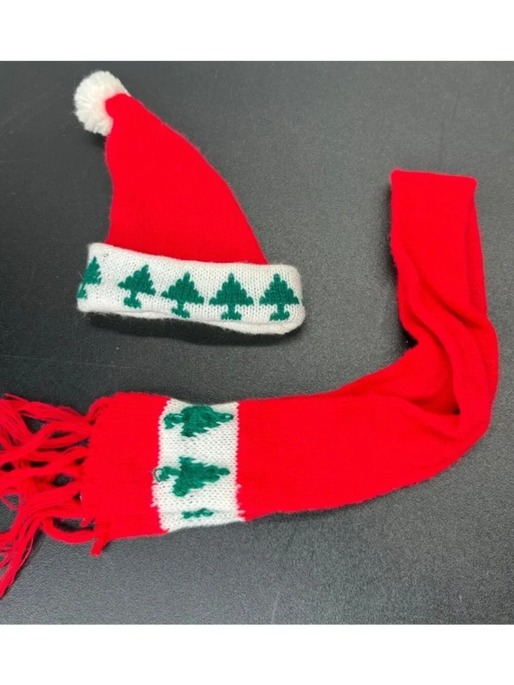 Vintage 80's Teddy Bear Red Green Knit Scarf And Hat Replacement